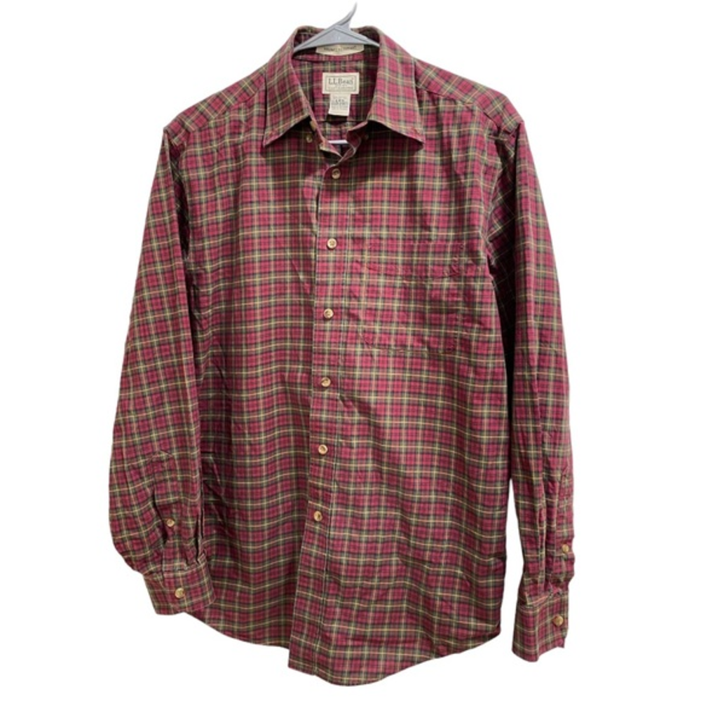 L.L.‎ Bean Button Down Long-sleeve Plaid Shirt. Wrinkle Resistant size Small Reg